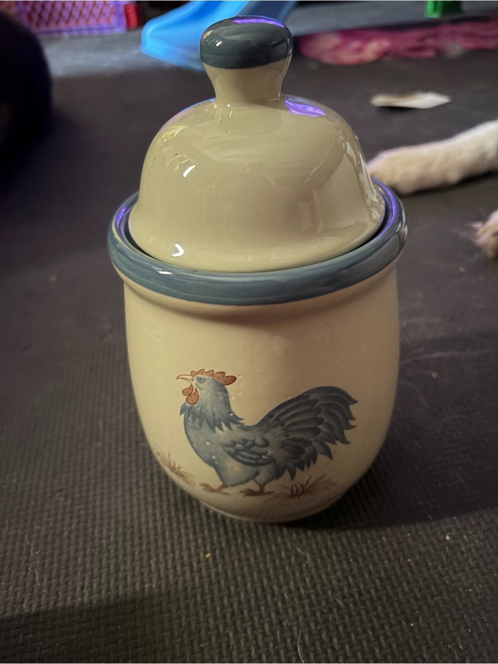 Jacman Blue Rooster Ceramic Jam Jar with Lid